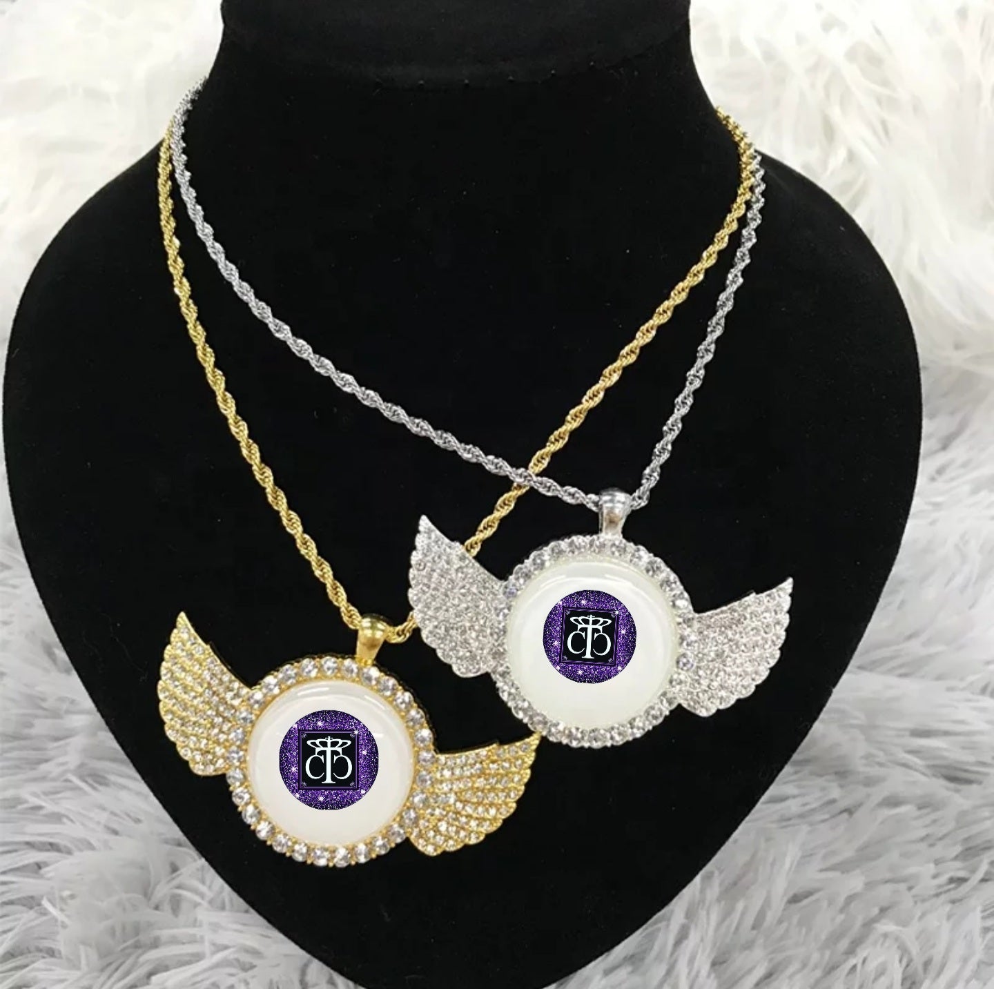 Bling Circle Wing Pendant and Necklace