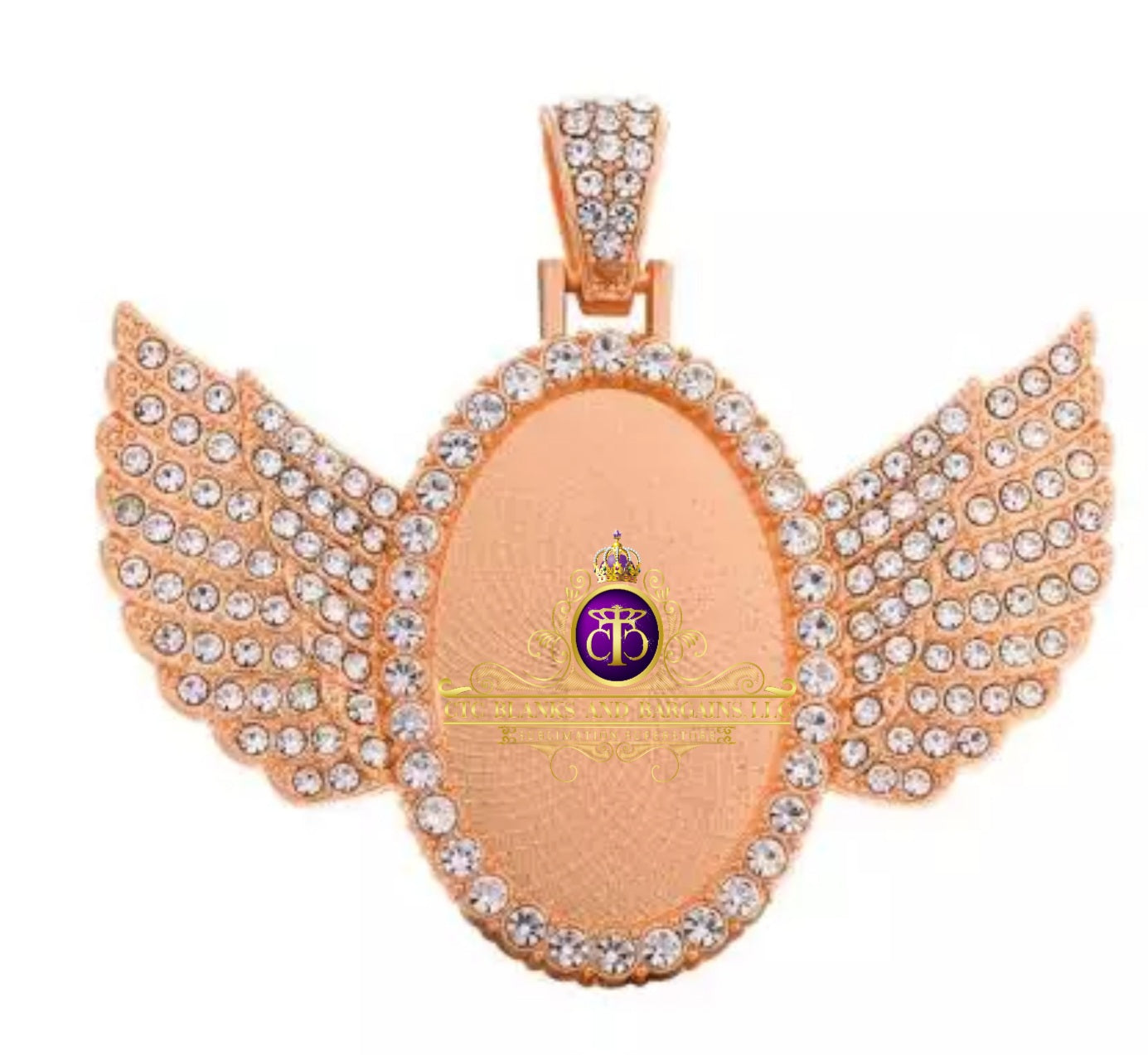 Bling Oval Wing Pendant and Necklace